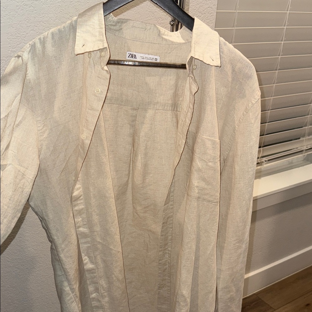 Zara Beige Long-Sleeve Shirt